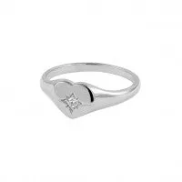 Heart Signet Ring with CZ