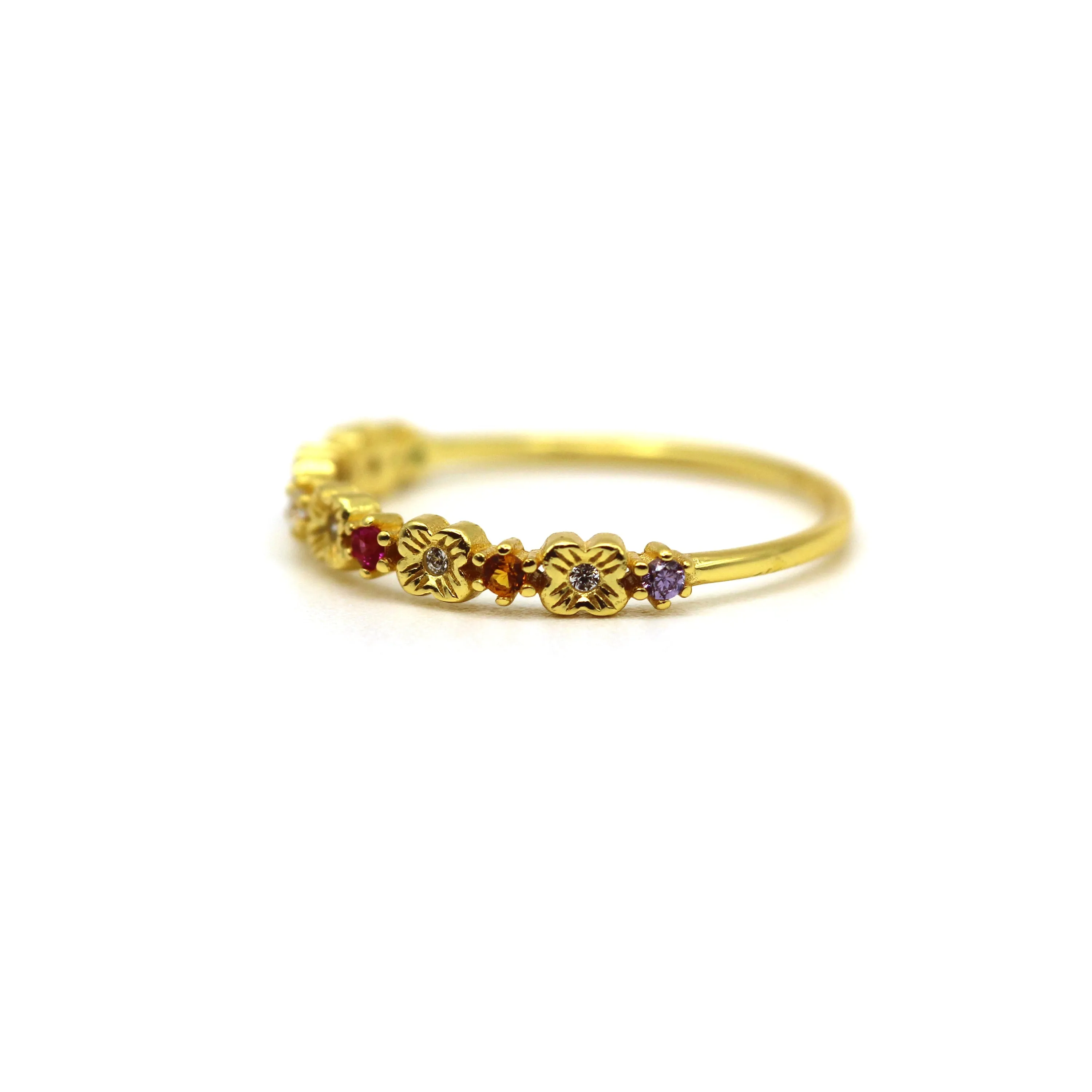 Hibiscus Syriacus Natural Red Diamond Sterling Silver Ring by VicStoneNYC Fine Jewelry