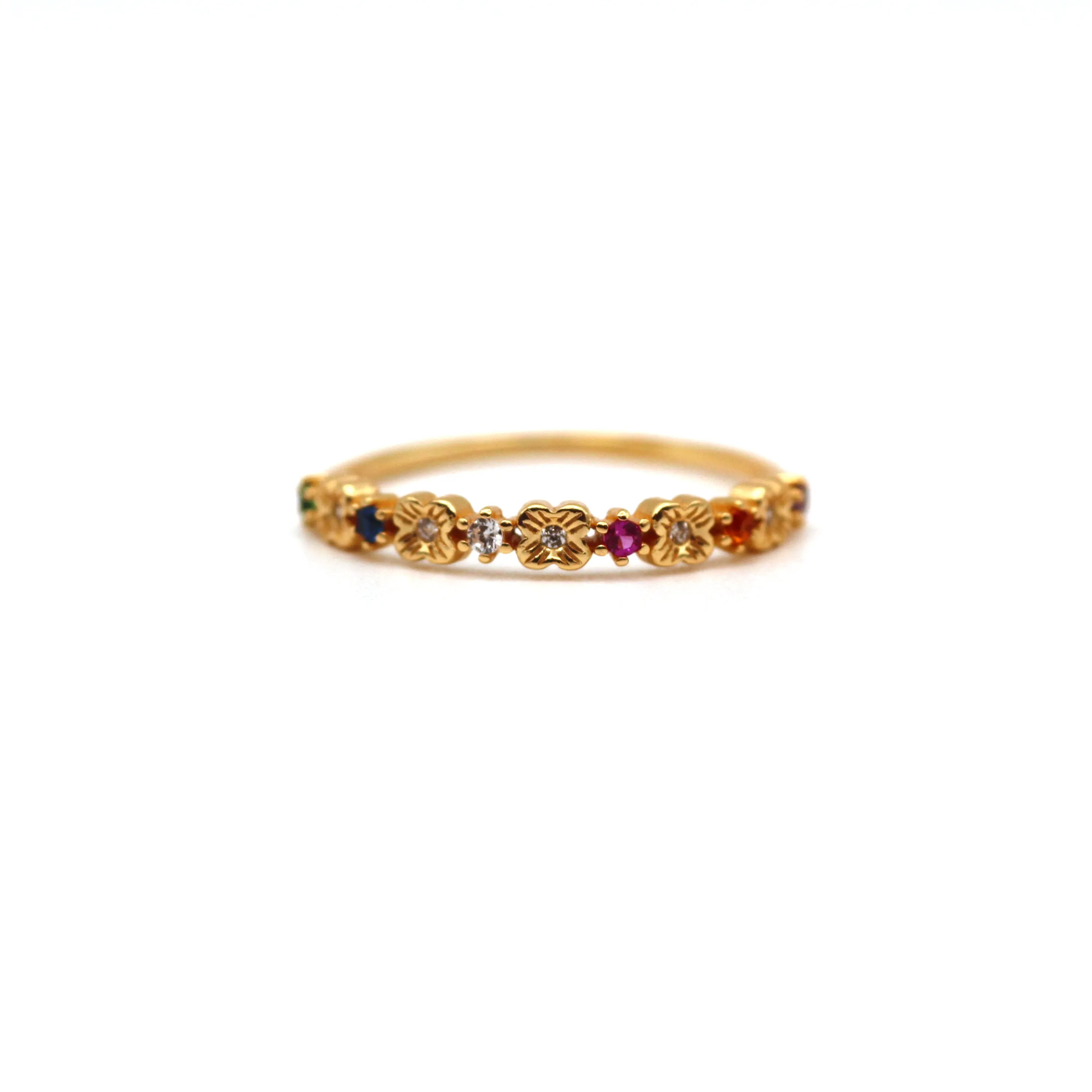 Hibiscus Syriacus Natural Red Diamond Sterling Silver Ring by VicStoneNYC Fine Jewelry