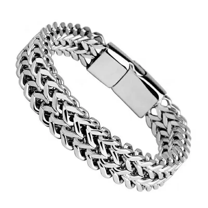 HNSP Hidden Locks 10MM Stainless Steel Bracelet For Men Hand Chain 19/21/23CM Size Black Gold Color