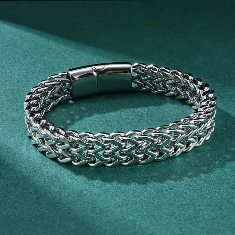 HNSP Hidden Locks 10MM Stainless Steel Bracelet For Men Hand Chain 19/21/23CM Size Black Gold Color