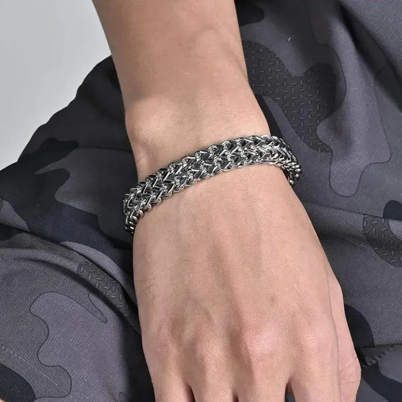 HNSP Hidden Locks 10MM Stainless Steel Bracelet For Men Hand Chain 19/21/23CM Size Black Gold Color