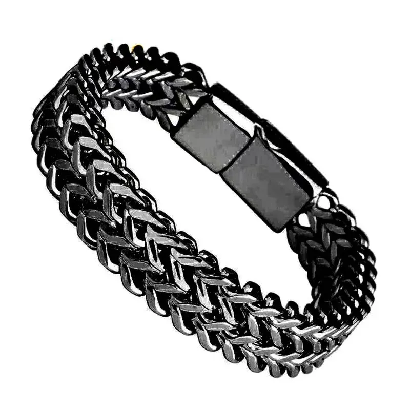 HNSP Hidden Locks 10MM Stainless Steel Bracelet For Men Hand Chain 19/21/23CM Size Black Gold Color