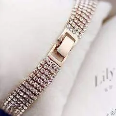 Hollywood Glam 18K Yellow Gold Plated Five Strand Gold and CZ Bracelet for Women