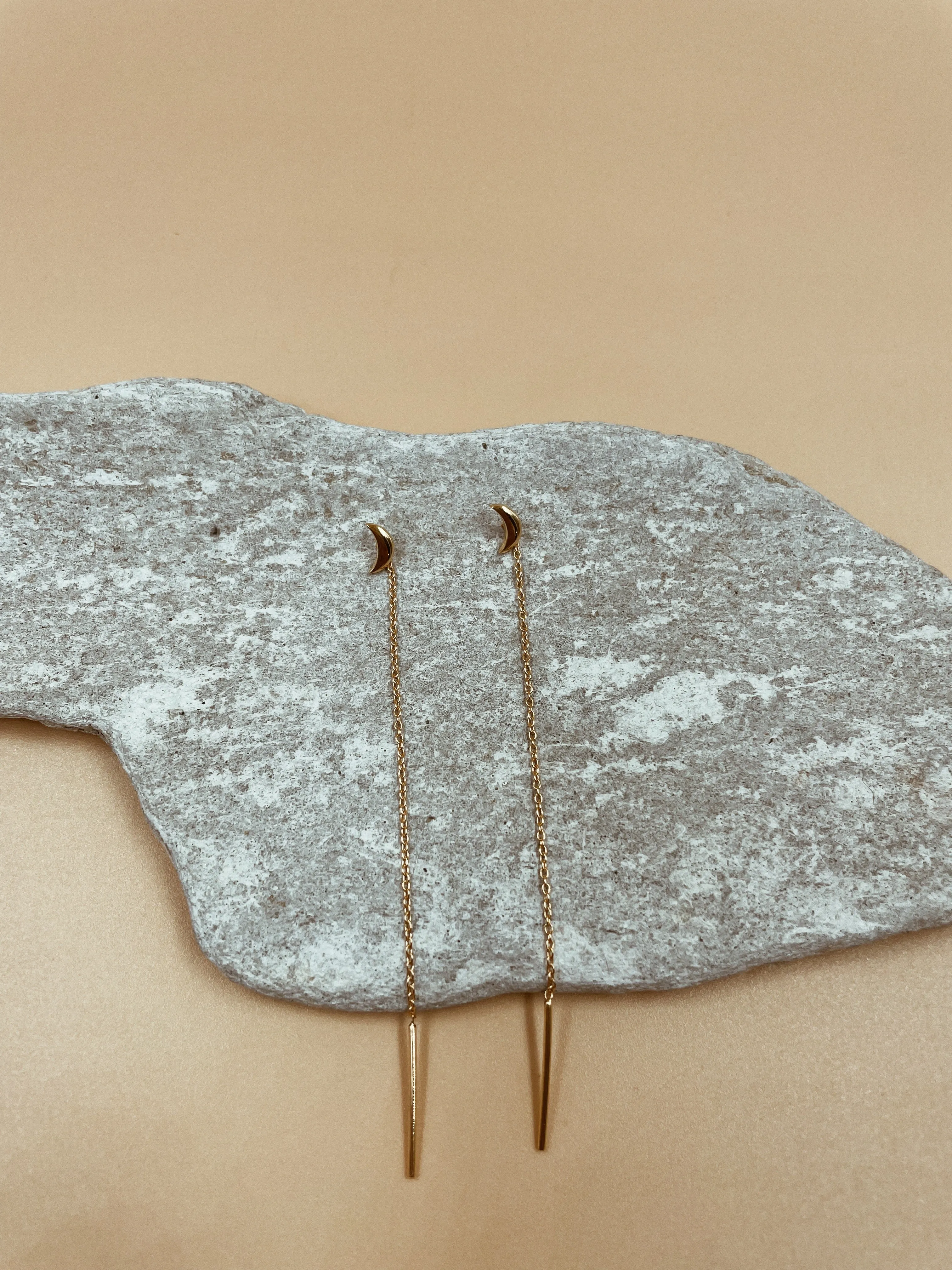 Isa Crescent Threader Chain and Needle Earrings