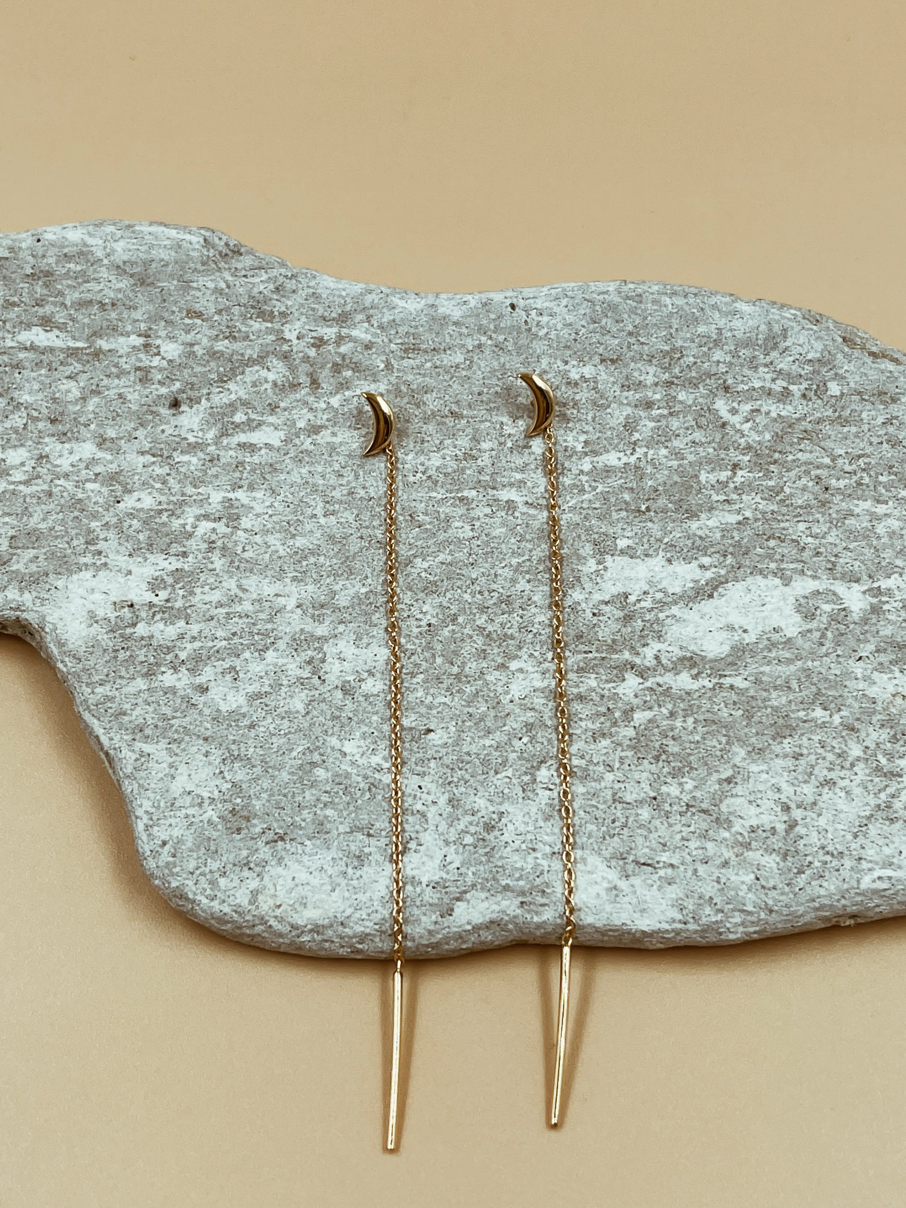 Isa Crescent Threader Chain and Needle Earrings