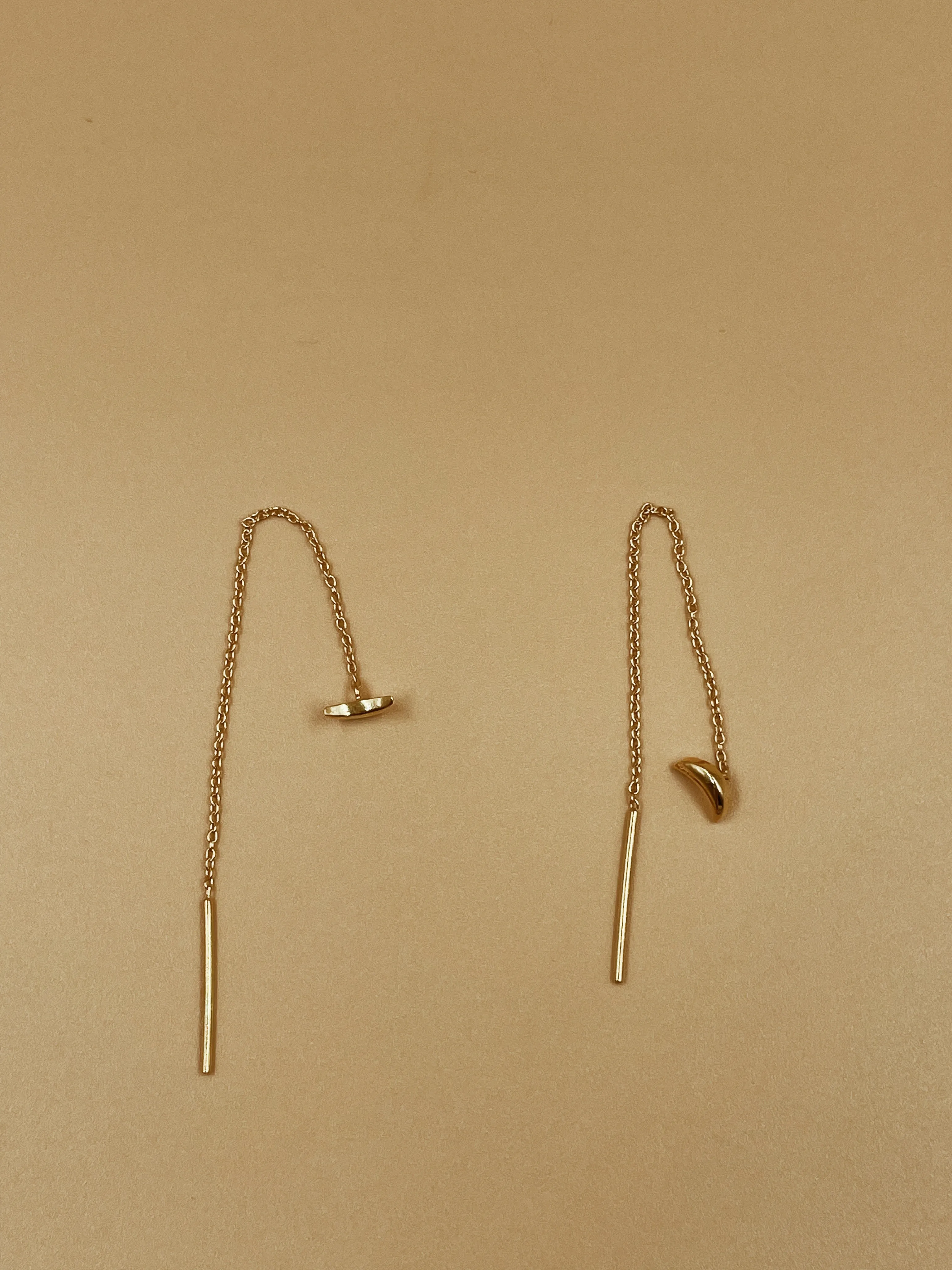 Isa Crescent Threader Chain and Needle Earrings