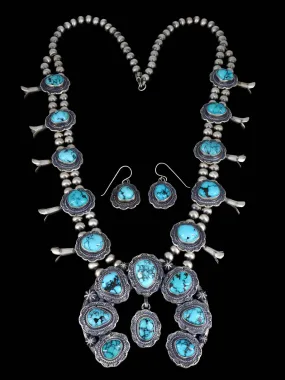 Ithaca Peak Turquoise Sterling Silver Squash Blossom Necklace Set