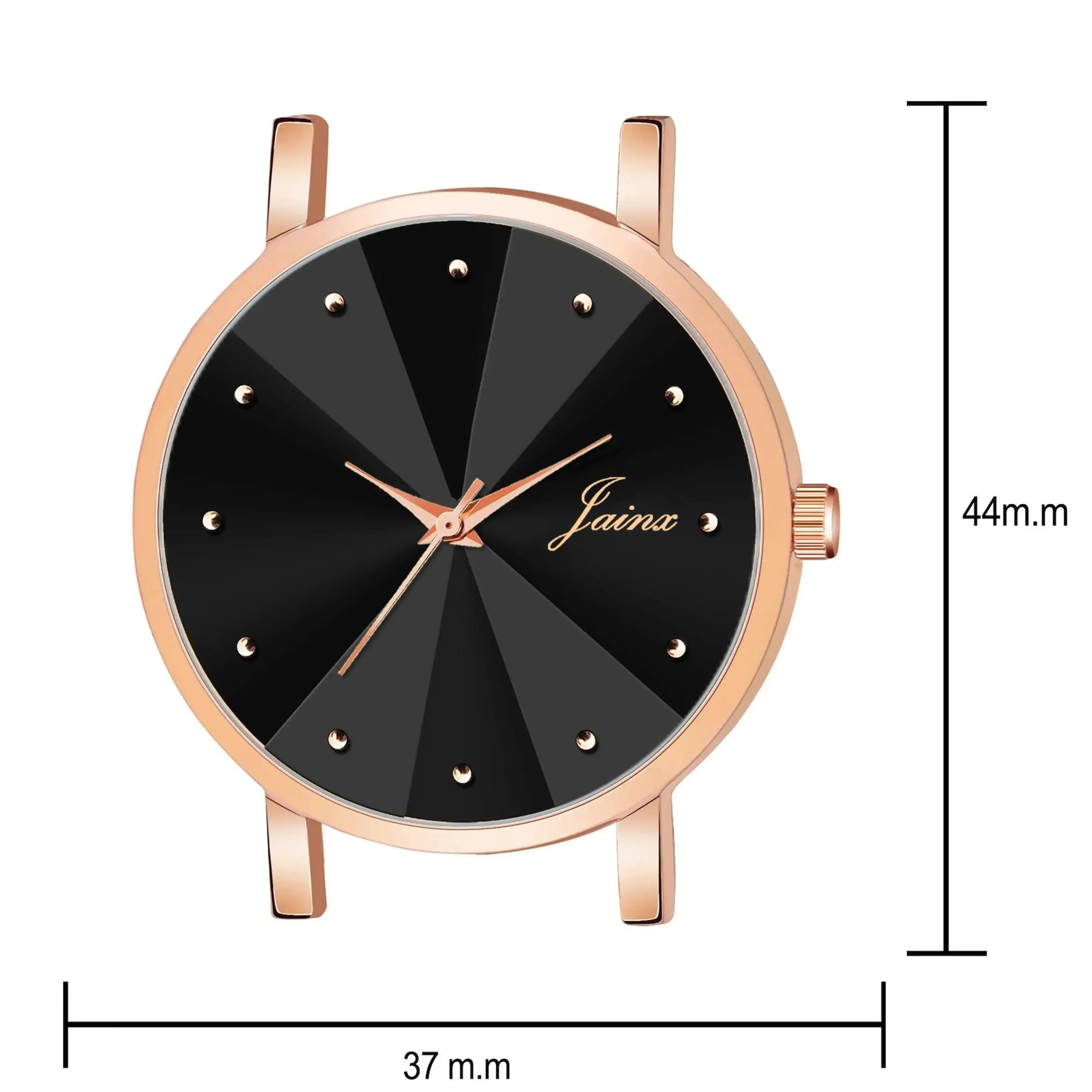 Jainx Black Dial Rose Gold Color Mesh Chain Analog Wrist Watch for Women - JW8550