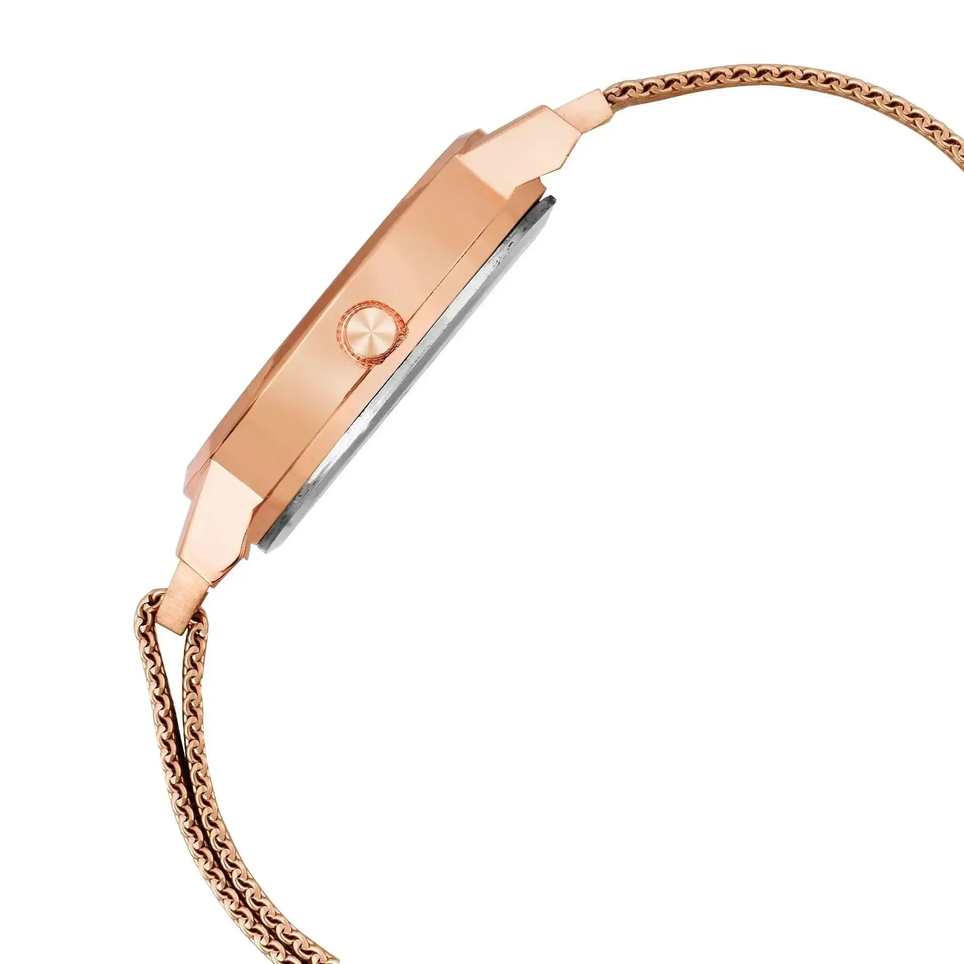 Jainx Black Dial Rose Gold Color Mesh Chain Analog Wrist Watch for Women - JW8550
