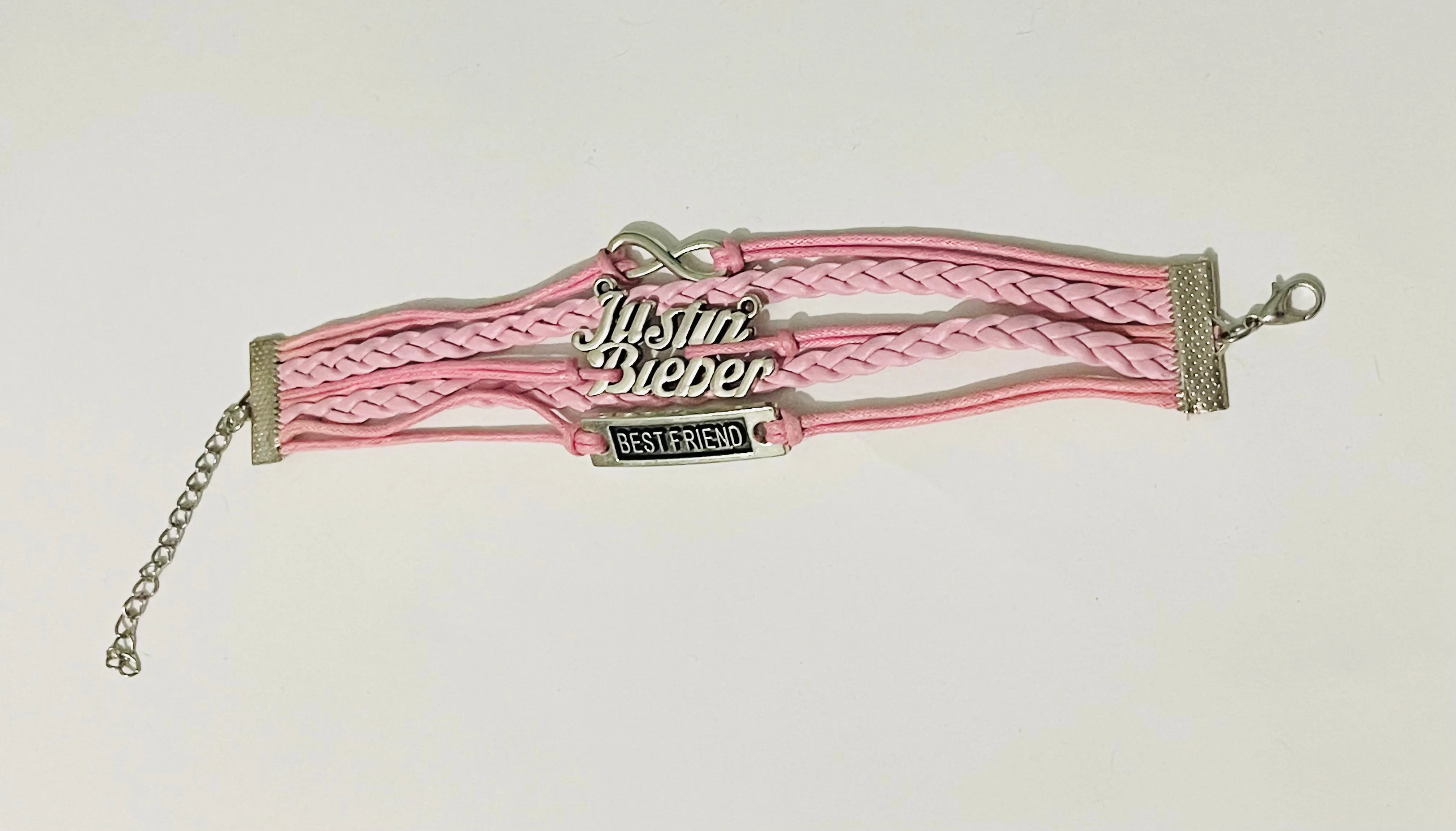 Justin Bieber pink leather style bracelet