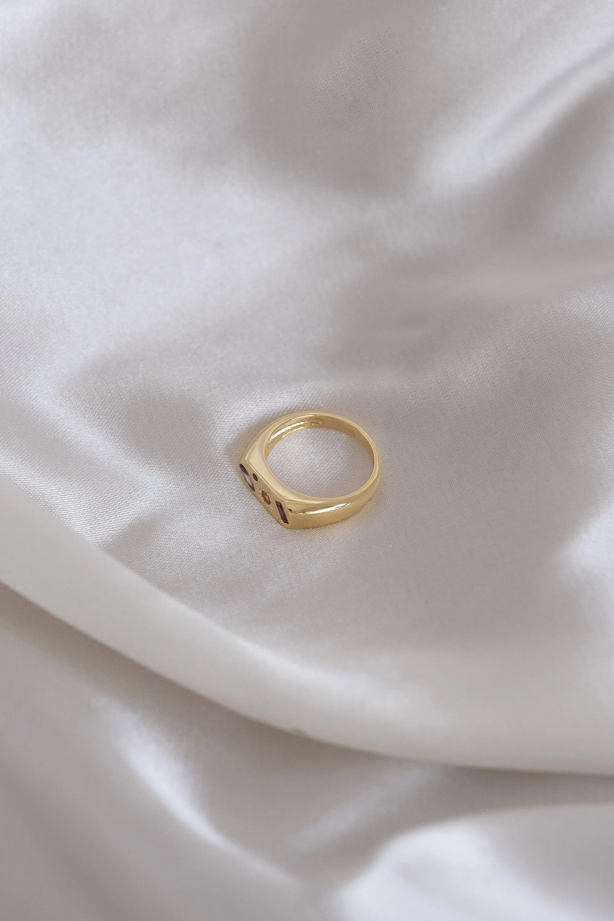 Kaleidoscope Gemstone Gold Signet Ring