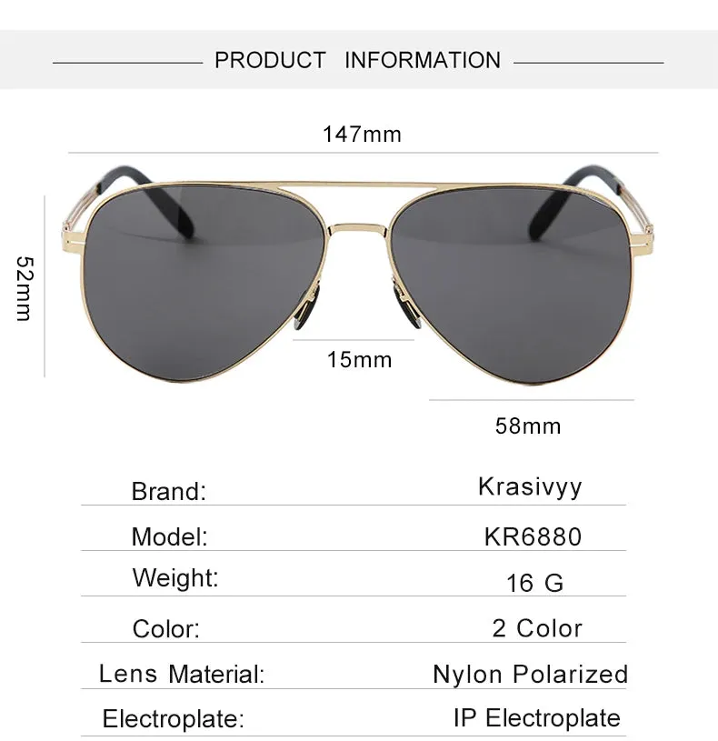 Krasivyy Unisex Full Rim Oval Screwless Nylon Alloy Sunglasses 6880