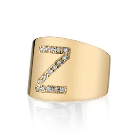 LANA CIGAR DIAMOND INITIAL SIGNET RING