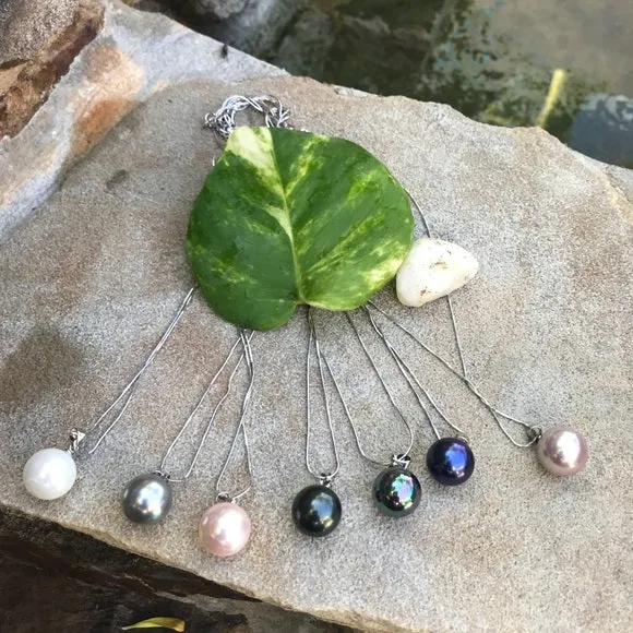Large mother of single pearl on silver chain