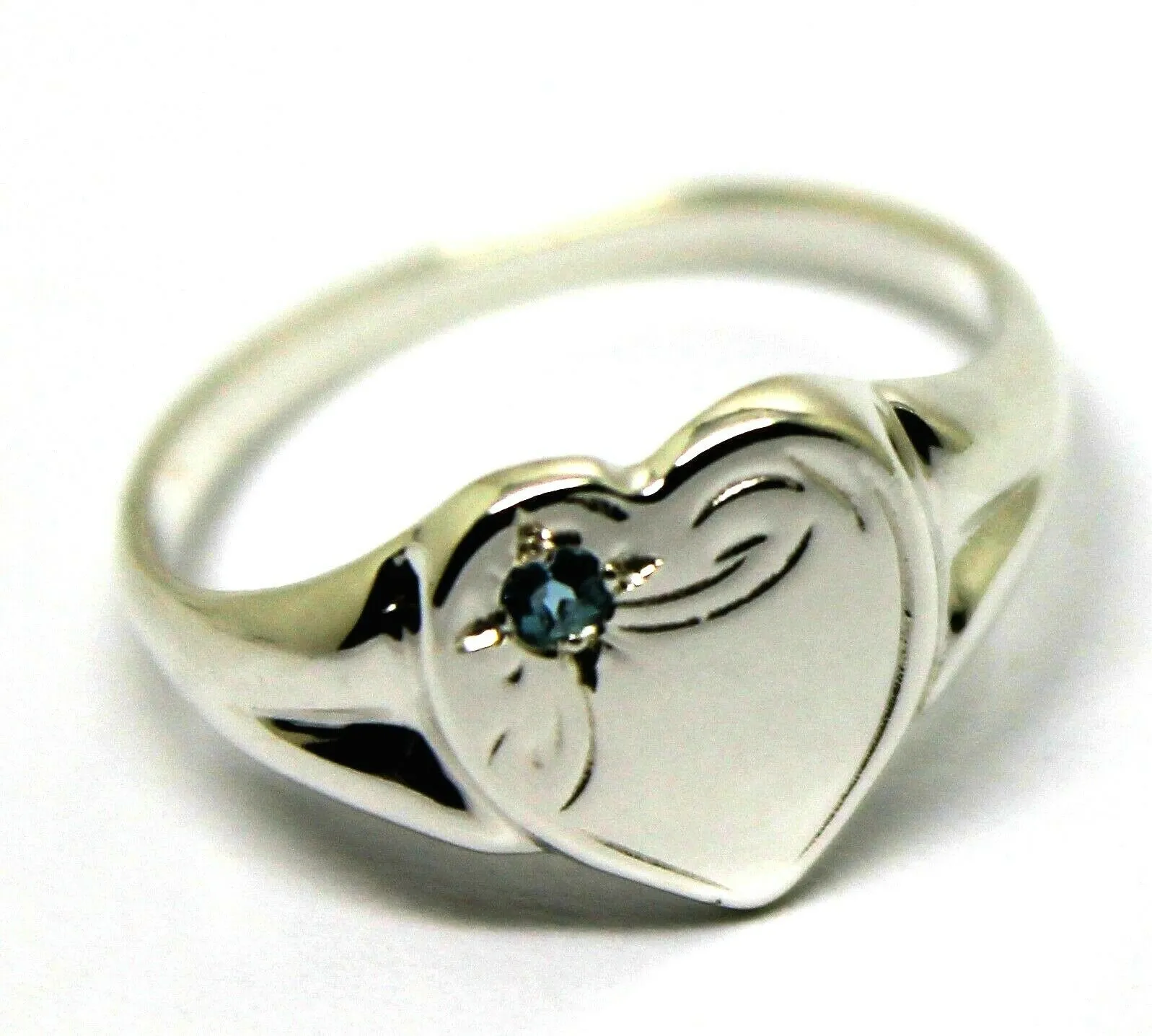 Large New Genuine Sterling Silver 925 Heart Signet Ring Choose Your Size & Gemstone