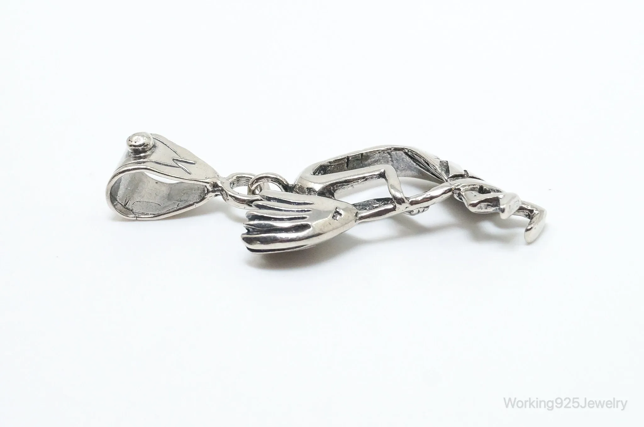 Large Vintage Native American Dancing Kokopelli Sterling Silver Pendant