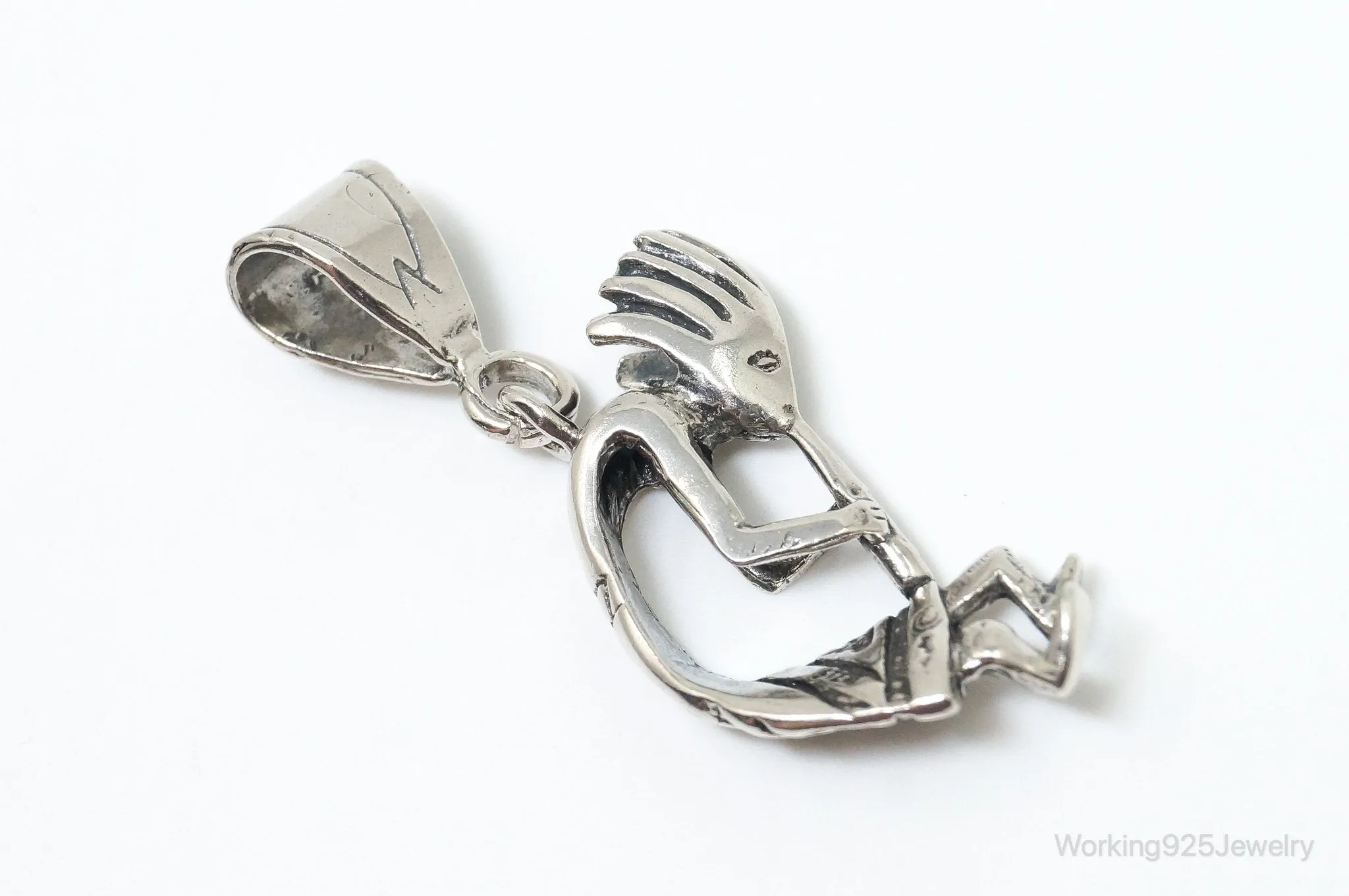 Large Vintage Native American Dancing Kokopelli Sterling Silver Pendant