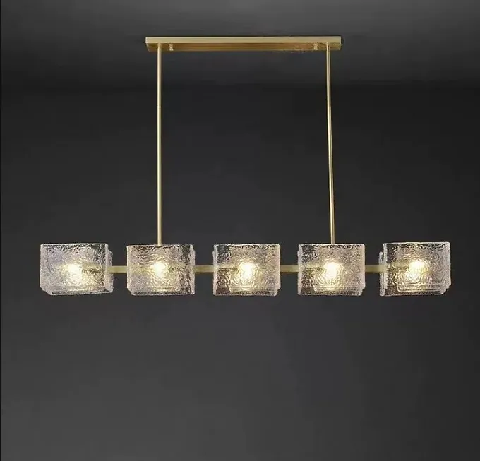 LED Copper Water Wave Glass Pendant Light Chandelier