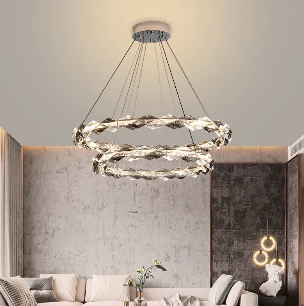 LED Luxury Style Modern Crystal Ring Pendant Light