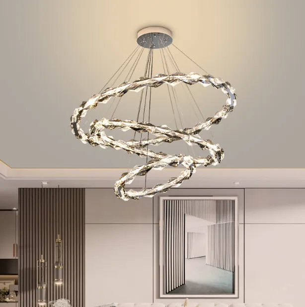 LED Luxury Style Modern Crystal Ring Pendant Light