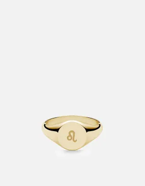 Leo Astro Signet Ring, 14k Gold