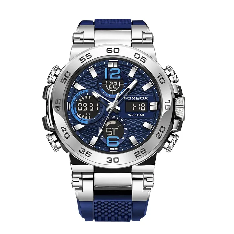 LIGE Men's Sports Watch - 50M Waterproof, Dual Display, Quartz Military Wristwatch - Excellent Gift for Men