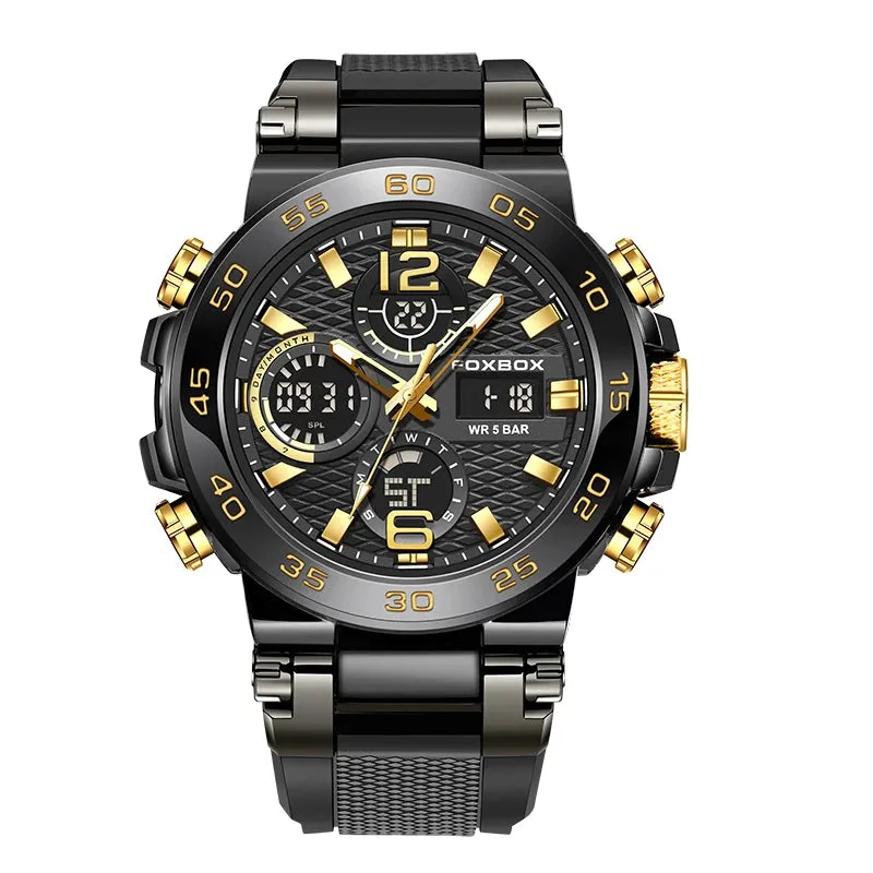 LIGE Men's Sports Watch - 50M Waterproof, Dual Display, Quartz Military Wristwatch - Excellent Gift for Men