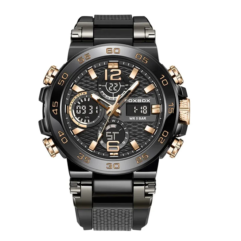 LIGE Men's Sports Watch - 50M Waterproof, Dual Display, Quartz Military Wristwatch - Excellent Gift for Men