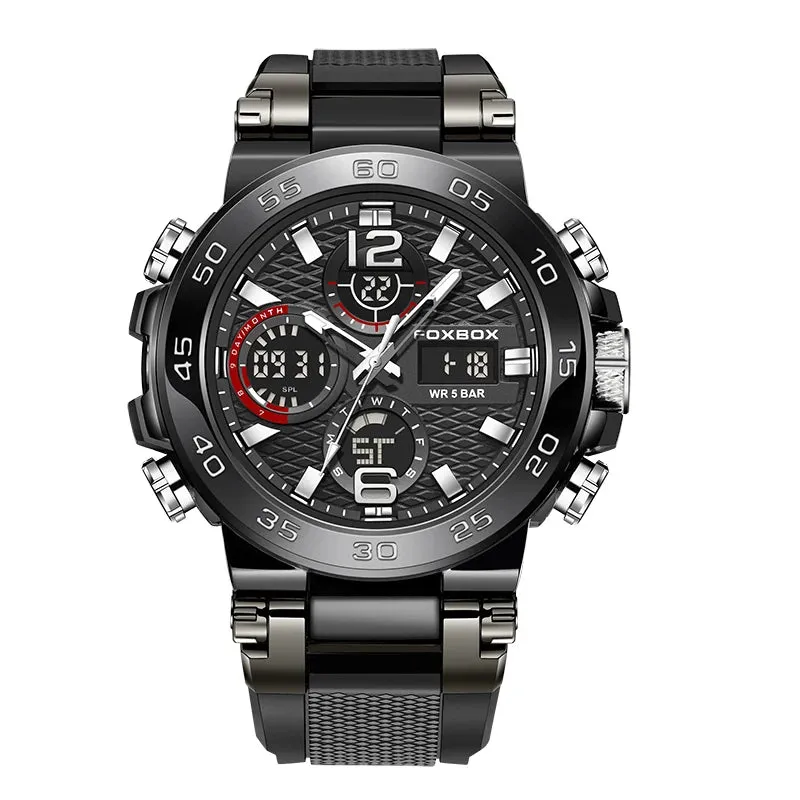 LIGE Men's Sports Watch - 50M Waterproof, Dual Display, Quartz Military Wristwatch - Excellent Gift for Men