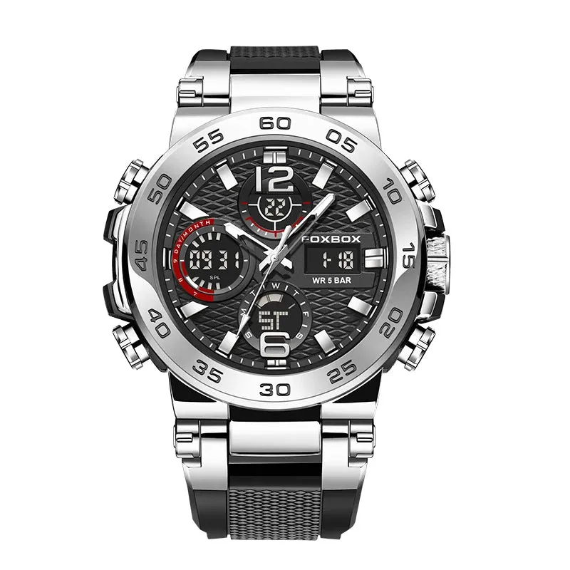 LIGE Men's Sports Watch - 50M Waterproof, Dual Display, Quartz Military Wristwatch - Excellent Gift for Men