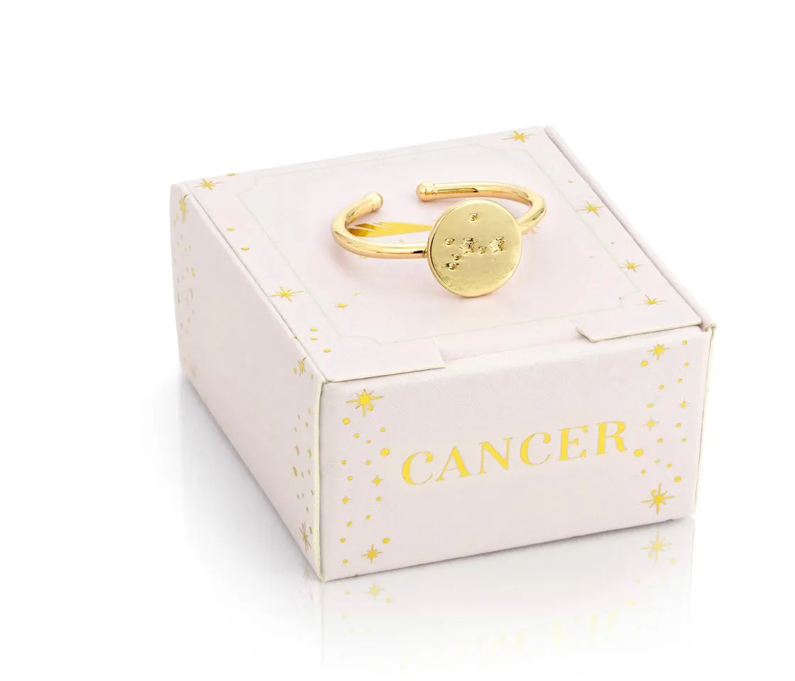 Lucky Feather Zodiac Signet Ring - Cancer