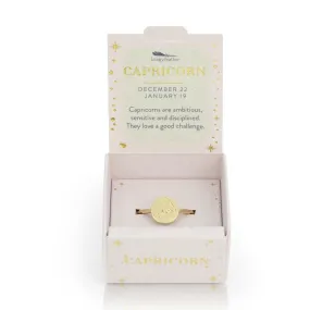 Lucky Feather Zodiac Signet Ring - Capricorn