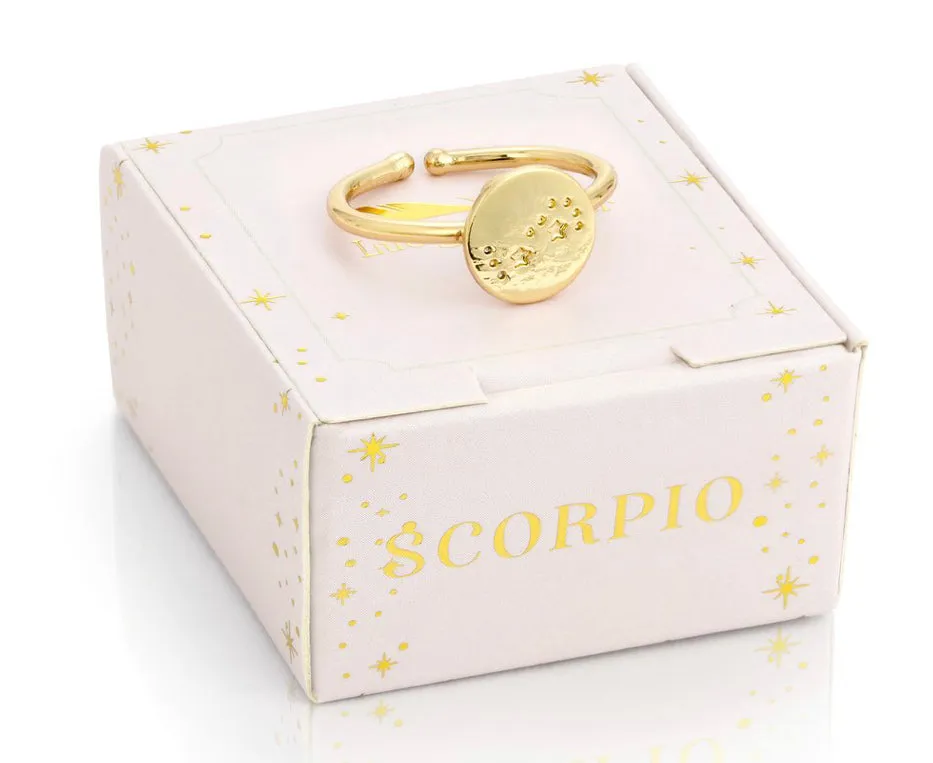 Lucky Feather Zodiac Signet Ring - Scorpio