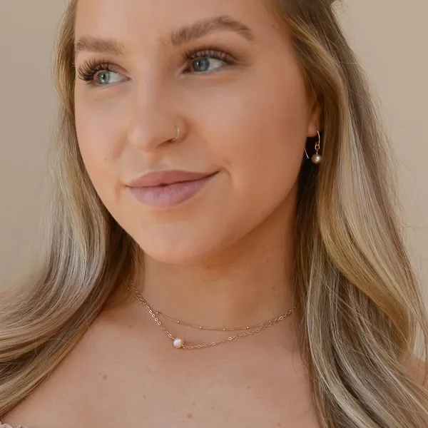 Luminous Rose - Single Pearl Earrings