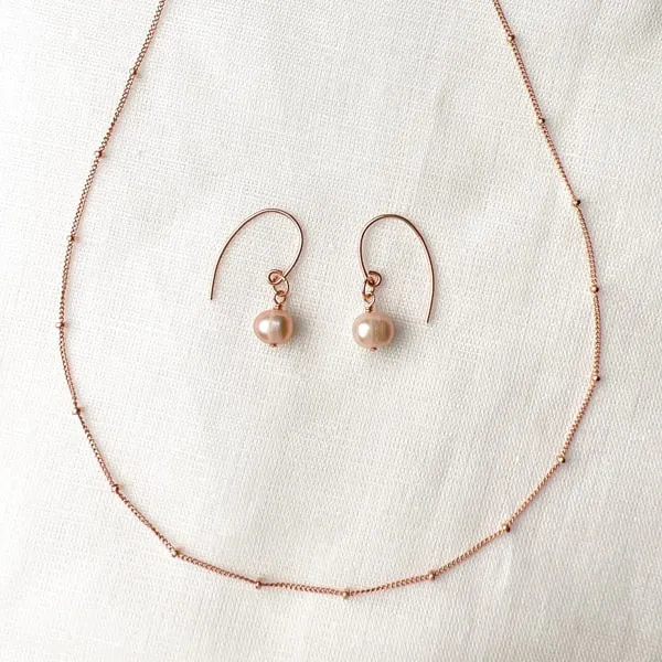 Luminous Rose - Single Pearl Earrings