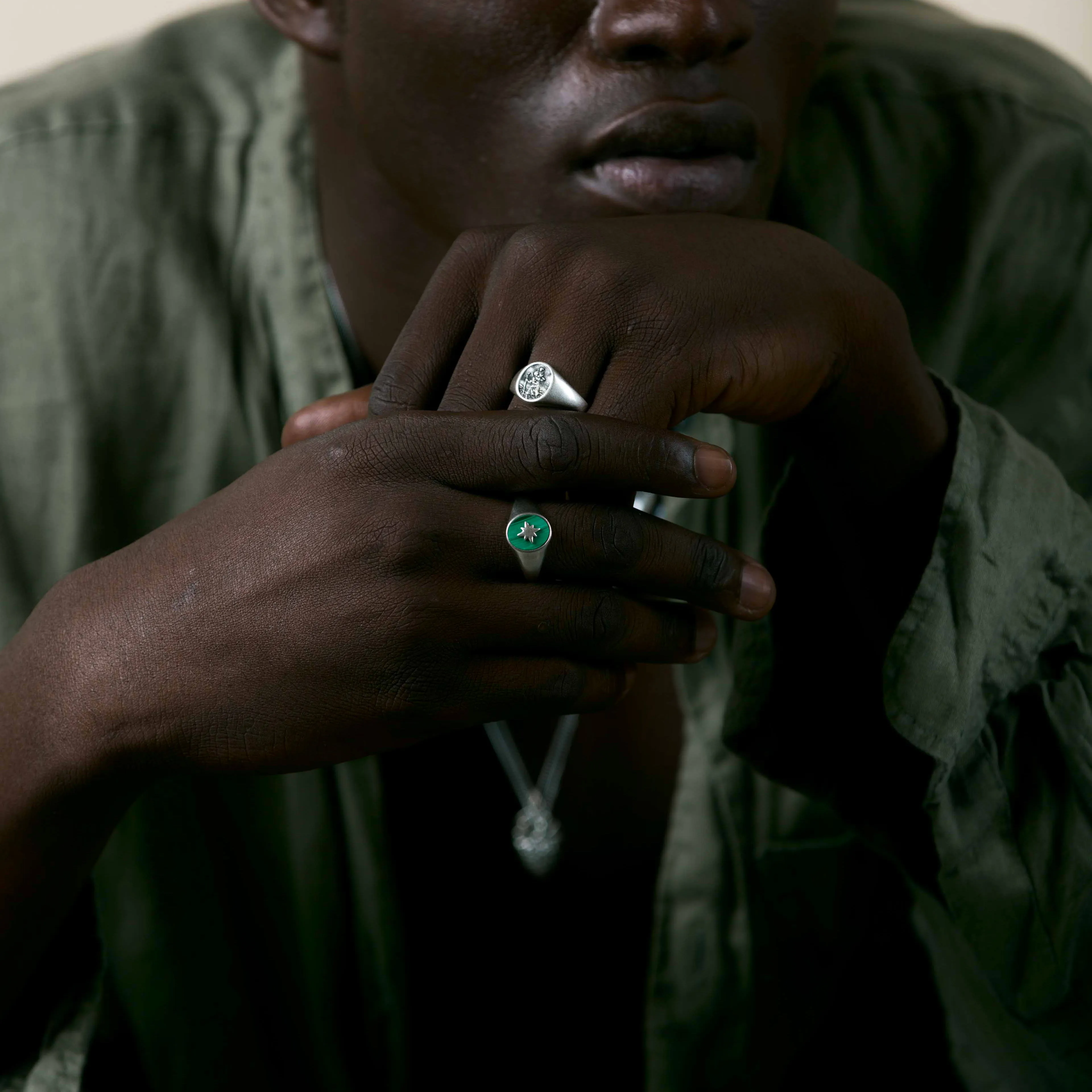 Malachite "Rio" Sterling Silver Signet Ring