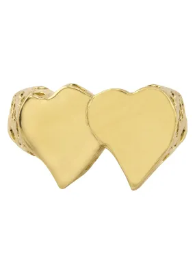 Mens Hearts Signet Ring - 10K Gold | 7 Grams