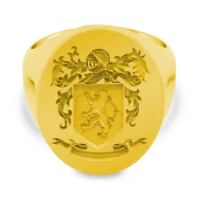 Men's Oval Signet Ring - Extra Large - Laser Engraved Family Crest / Logo