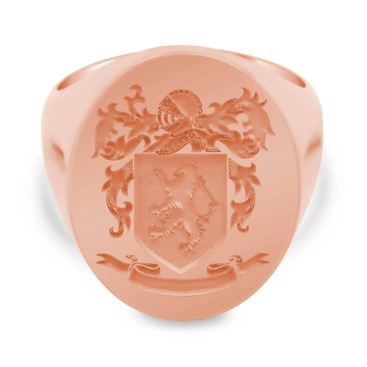 Men's Oval Signet Ring - Extra Large - Laser Engraved Family Crest / Logo