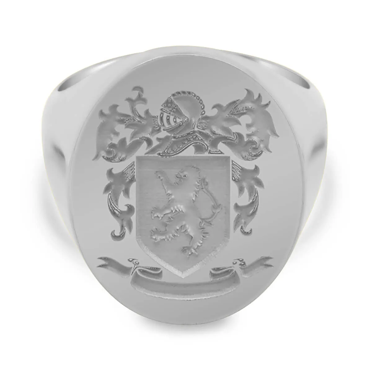 Men's Oval Signet Ring - Extra Large - Laser Engraved Family Crest / Logo