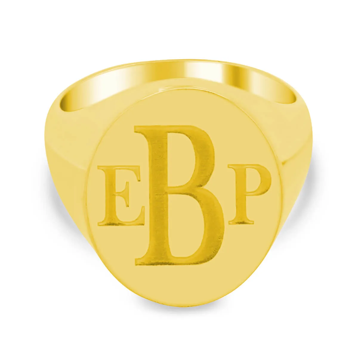 Men's Oval Signet Ring - Large - Laser Engraved Roman Monogram