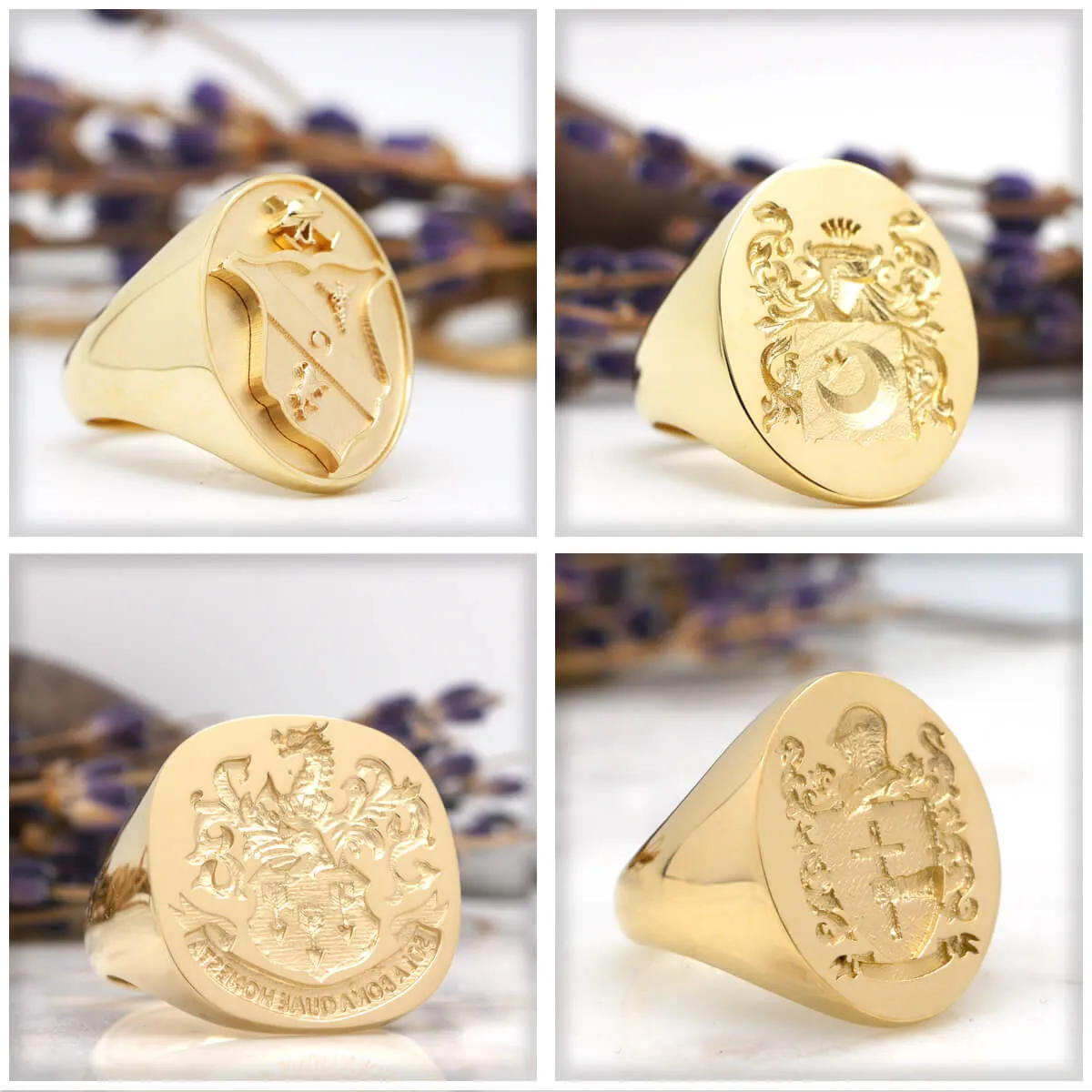 Men's Oval Signet Ring - Medium - CAD Designed Family Crest / Logo