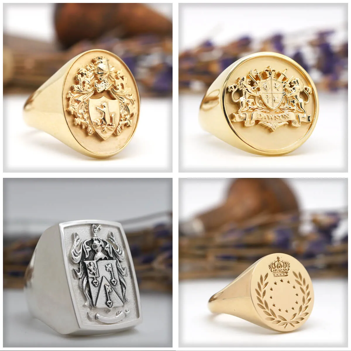 Men's Oval Signet Ring - Medium - CAD Designed Family Crest / Logo