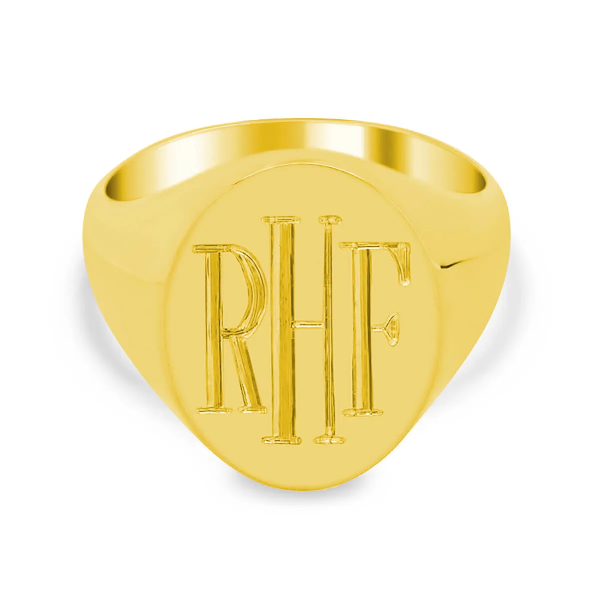 Men's Oval Signet Ring - Medium - Hand Engraved Roman Monogram