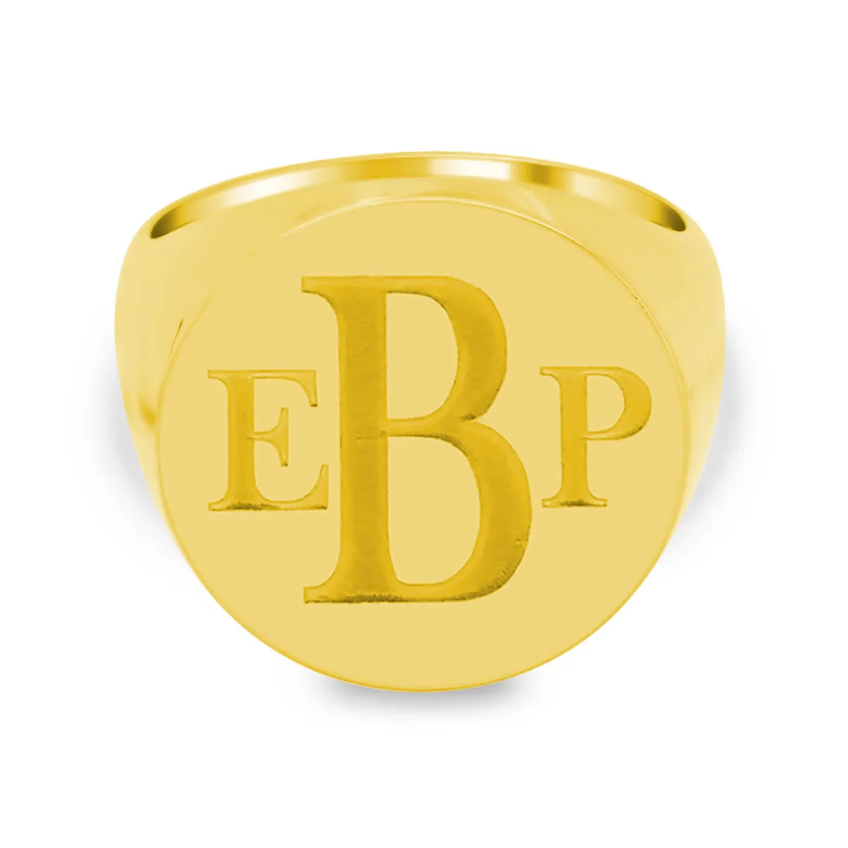 Men's Round Signet Ring - Extra Large - Laser Engraved Roman Monogram