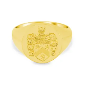 Men's Round Signet Ring - Medium - Hand Engraved Family Crest / Logo