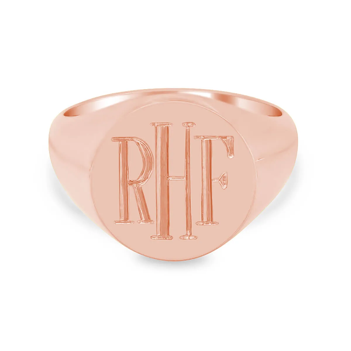 Men's Round Signet Ring - Medium - Hand Engraved Roman Monogram