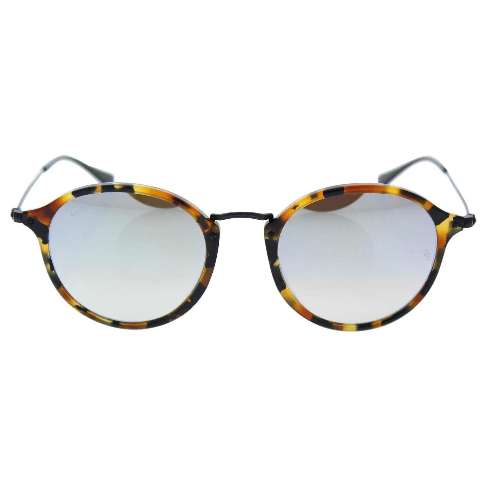 Men's Round/classic Round Sunglasses, SPOTTED BLACK HAVANA, 52 mm