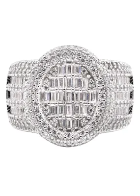 Mens Silver CZ Baguette Ring | Appx 12.7 Grams